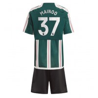 Camisa de Futebol Manchester United Kobbie Mainoo #37 Equipamento Secundário Infantil 2023-24 Manga Curta (+ Calças curtas)